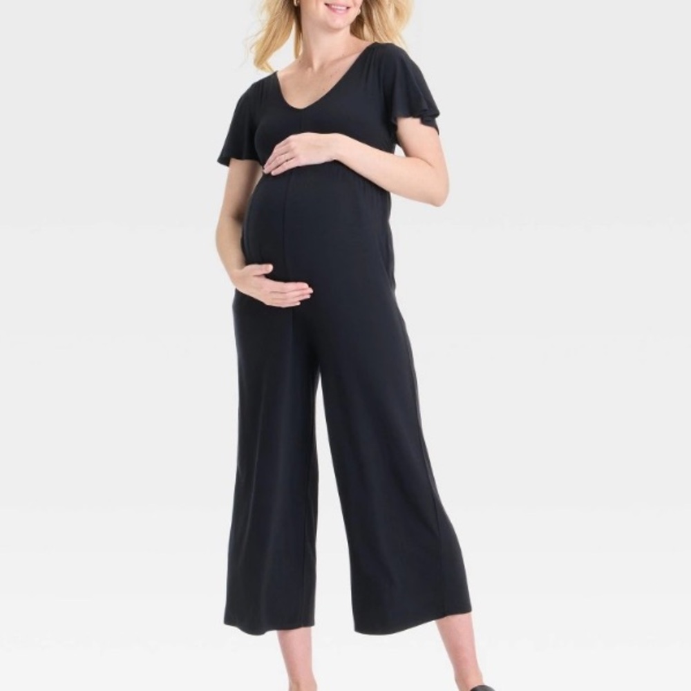 Flutter Short Sleeve Maternity Jumpsuit - Isabel Maternity by Ingrid